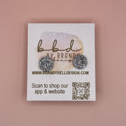 Poppy (10mm) - Glitter Stud Earrings *thicker, glitter on cork - FINE SILVER