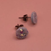 Poppy (10mm) - Glitter Stud Earrings *thicker, glitter on cork - IRIDESCENT WHITE