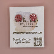 Poppy (10mm) - Glitter Stud Earrings *thicker, glitter on cork - CHUNKY LIGHT CORAL