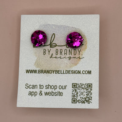 Poppy (10mm) - Glitter Stud Earrings *thicker, glitter on cork - CHUNKY FUCHSIA