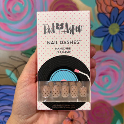 RED ASPEN NAIL DASHES- Meet Sophia at the Sock Hop (short square)