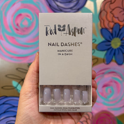 RED ASPEN NAIL DASHES- Steel Gray. Sharon (medium square)