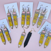 HAND-PAINTED PENCIL EARRING ||  <br> Wood earrings by Brandy Bell <br> Choose Your Grade