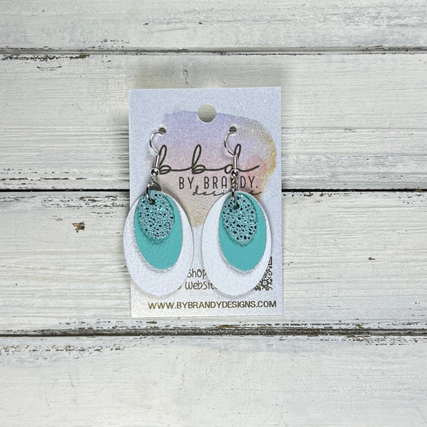 DIANE -  Leather Earrings  ||   <BR> SPARKLE AQUA, <BR> ROBINS EGG BLUE, <BR> MATTE WHITE