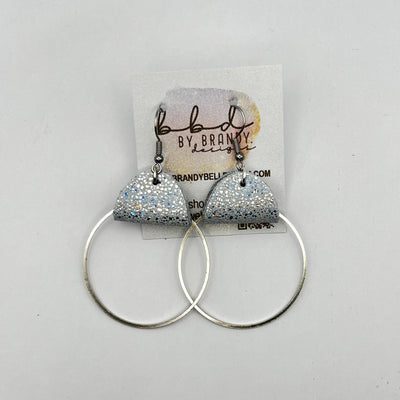 JULIA - Leather Earrings OR Necklace  ||   SPARKLE WHITE (* 2 sizes available + necklace option)