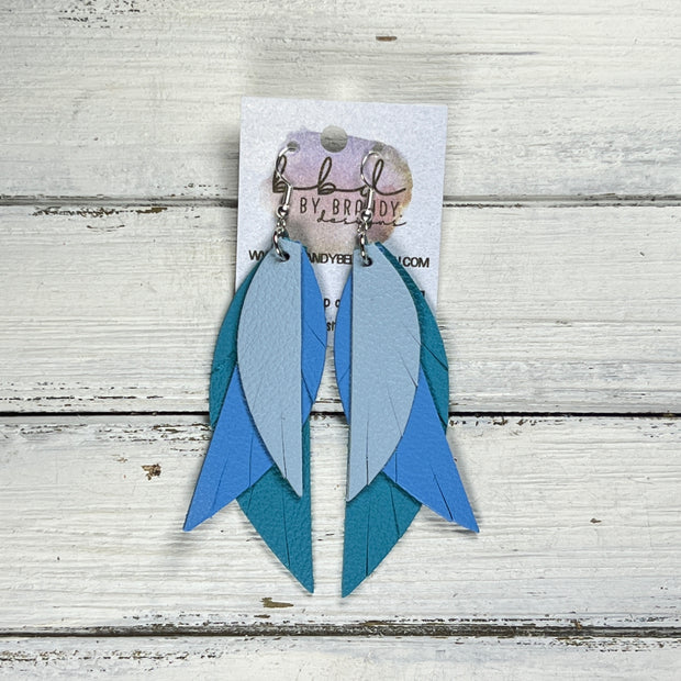 ANDY -  Leather Earrings  ||   <BR> MATTE LIGHT BLUE, <BR> MATTE CAROLINA BLUE, <BR> MATTE TURQUOISE