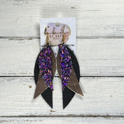 ANDY -  Leather Earrings  ||   <BR> THAT’S MY JAM GLITTER (FAUX LEATHER), <BR> METALLIC ROSE GOLD SMOOTH, <BR> MATTE BLACK