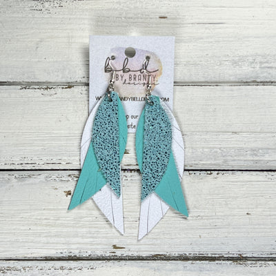 ANDY -  Leather Earrings  ||   <BR> SPARKLE AQUA, <BR> ROBINS EGG BLUE, <BR> MATTE WHITE