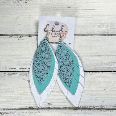 INDIA -  Leather Earrings  ||   <BR> SPARKLE AQUA, <BR> ROBINS EGG BLUE, <BR> MATTE WHITE