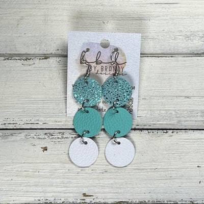 DAISY -  Leather Earrings  ||   <BR> SPARKLE AQUA, <BR> ROBINS EGG BLUE, <BR> MATTE WHITE