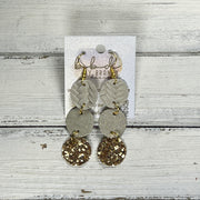 DAISY -  Leather Earrings  ||   <BR> LINEN BRAID, <BR> SHIMMER ROSE GOLD, <BR> GOLD GLITTER (FAUX LEATHER)