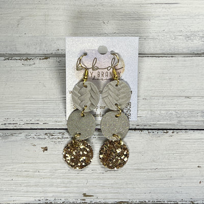 DAISY -  Leather Earrings  ||   <BR> LINEN BRAID, <BR> SHIMMER ROSE GOLD, <BR> GOLD GLITTER (FAUX LEATHER)