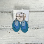 DIANE -  Leather Earrings  ||   <BR> MATTE LIGHT BLUE, <BR> MATTE CAROLINA BLUE, <BR> MATTE TURQUOISE