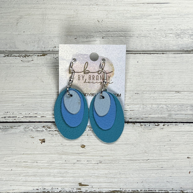 DIANE -  Leather Earrings  ||   <BR> MATTE LIGHT BLUE, <BR> MATTE CAROLINA BLUE, <BR> MATTE TURQUOISE