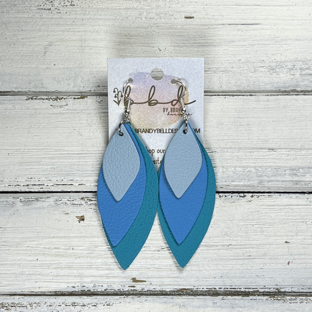 DOROTHY -  Leather Earrings  ||   <BR> MATTE LIGHT BLUE, <BR> MATTE CAROLINA BLUE, <BR> MATTE TURQUOISE