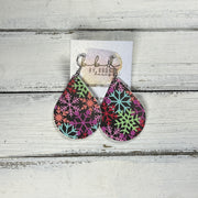 ZOEY (3 sizes available!) -  Leather Earrings  ||  COLORFUL SNOWFLAKES (FAUX LEATHER)