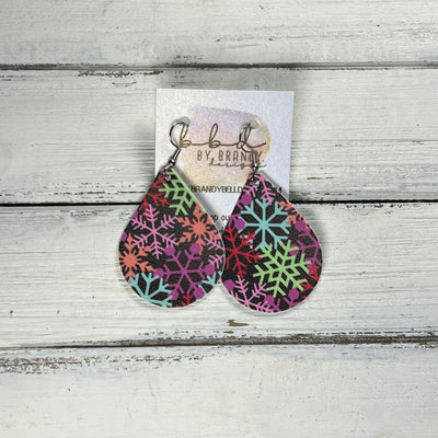 ZOEY (3 sizes available!) -  Leather Earrings  ||  COLORFUL SNOWFLAKES (FAUX LEATHER)