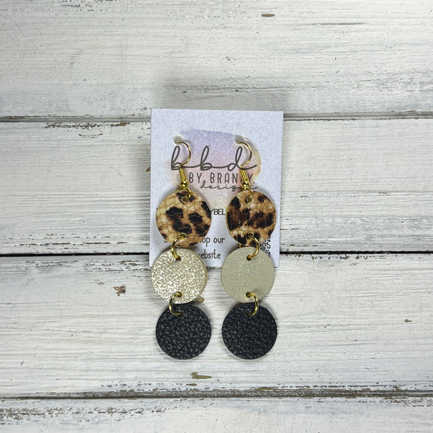 DAISY -  Leather Earrings  ||  <BR> CHEETAH PRINT, <BR> SHIMMER GOLD, <BR> MATTE BLACK