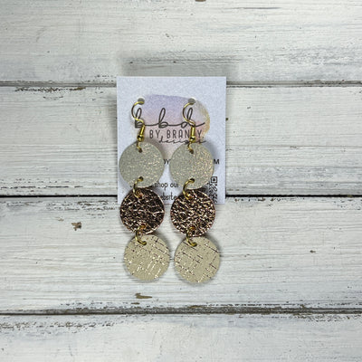 DAISY -  Leather Earrings  ||  <BR> SHIMMER ROSE GOLD, <BR> METALLIC ROSE GOLD PEBBLED, <BR> ROSE GOLD HATCHING