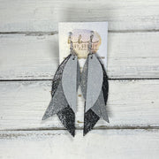 ANDY -  Leather Earrings  ||  <BR> SHIMMER SILVER, <BR> SHIMMER GRAY, <BR> SHIMMER PEWTER