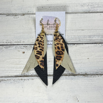 ANDY -  Leather Earrings  ||  <BR> CHEETAH PRINT, <BR> SHIMMER GOLD, <BR> MATTE BLACK