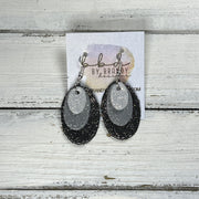 DIANE -  Leather Earrings  ||  <BR> SHIMMER SILVER, <BR> SHIMMER GRAY, <BR> SHIMMER PEWTER