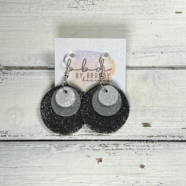 GRAY -  Leather Earrings  ||  <BR> SHIMMER SILVER, <BR> SHIMMER GRAY, <BR> SHIMMER PEWTER