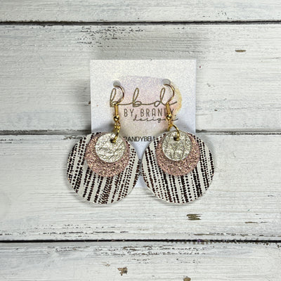 GRAY -  Leather Earrings  ||  <BR> METALLIC CHAMPAGNE COBRA, <BR> SHIMMER VINTAGE PINK, <BR> ROSE GOLD SANDS