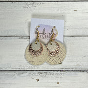 GRAY -  Leather Earrings  ||  <BR> SHIMMER ROSE GOLD, <BR> METALLIC ROSE GOLD PEBBLED, <BR> ROSE GOLD HATCHING