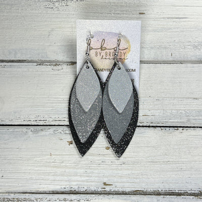 DOROTHY -  Leather Earrings  ||  <BR> SHIMMER SILVER, <BR> SHIMMER GRAY, <BR> SHIMMER PEWTER