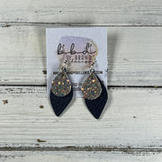 JEAN -  Leather Earrings  ||   <BR> GLAMOUR GLITTER (FAUX LEATHER), <BR> MATTE NAVY BLUE