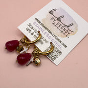 CHARM HOOPS (SMALL)- Stainless Steel ||  MULBERRY, GOLD, CROSS