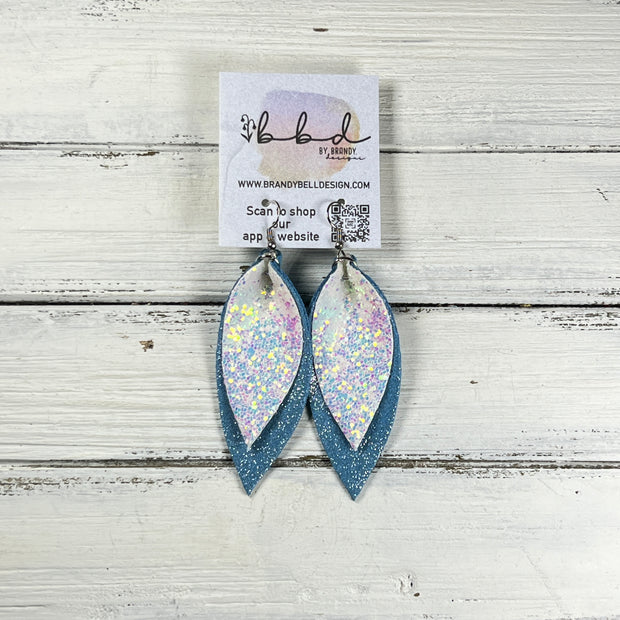 ALLIE -  Leather Earrings || CLOUD GLITTER (FAUX LEATHER), SHIMMER BLUE