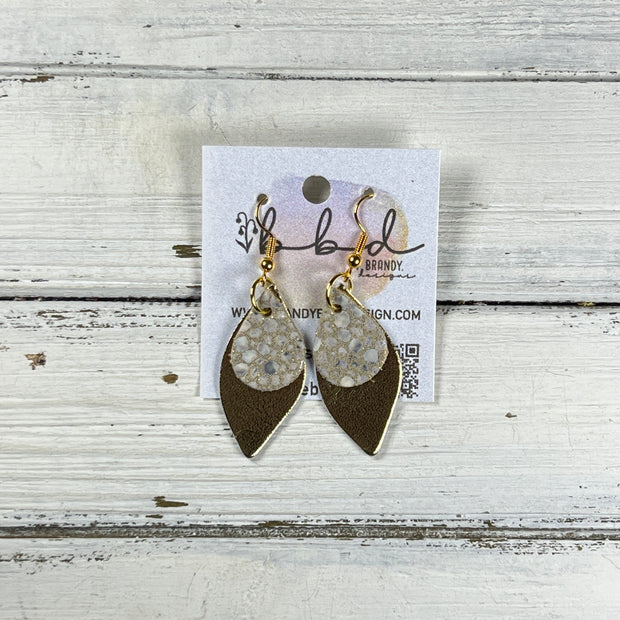 JEAN -  Leather Earrings  ||   <BR> IVORY STINGRAY, <BR> METALLIC GOLD SMOOTH