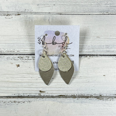 JEAN -  Leather Earrings  ||   <BR> SHIMMER CHAMPAGNE, <BR> METALLIC CHAMPAGNE SMOOTH