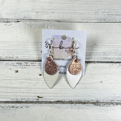 JEAN -  Leather Earrings  ||   <BR>SHIMMER VINTAGE PINK, <BR> PEARL WHITE