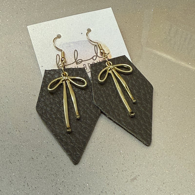 SUEDE + STEEL *Limited Edition* COLLECTION || <BR> GOLD BOW, <BR> MATTE OLIVE GREEN
