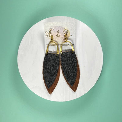 GRACE *Limited Edition* || Leather Earrings with BRASS ARCH  || <BR> DISTRESSED IVORY, <BR> METALLIC CHAMPAGNE SMOOTH