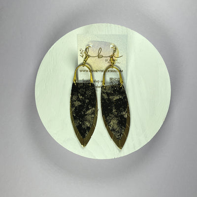 GRACE *Limited Edition* || Leather Earrings with BRASS ARCH  || <BR> CHAMPAGNE NORTHERN LIGHTS, <BR> METALLIC GOLD SMOOTH