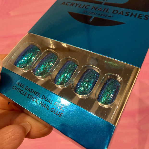 RED ASPEN NAIL DASHES- Petrified Phoebe ACRYLIC (Short Squoval)