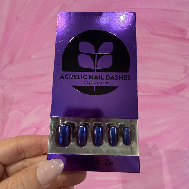 RED ASPEN NAIL DASHES- Ghostly Galilea ACRYLIC (Short Squoval)