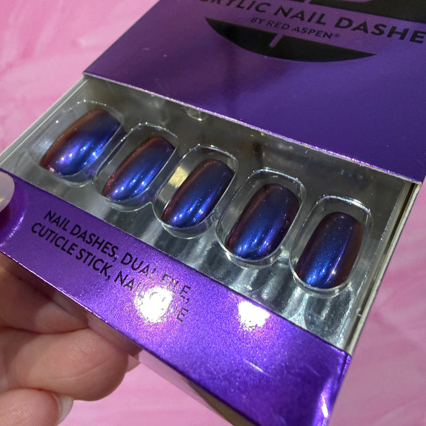 RED ASPEN NAIL DASHES- Ghostly Galilea ACRYLIC (Short Squoval)
