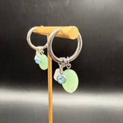 CHARM HOOPS (LARGE)- Stainless Steel ||  AQUA STONE, WHITE RECTANGLE, JADE OVAL