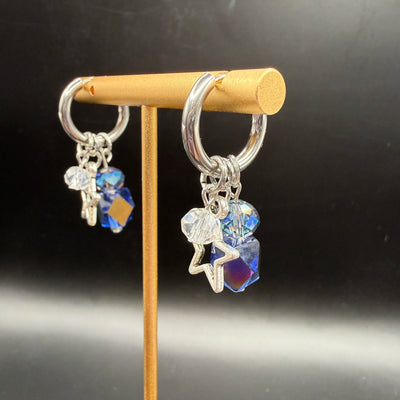 CHARM HOOPS (SMALL)- Stainless Steel ||  CLEAR, STAR, BLUE STACK