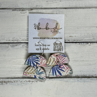 JOY -  Leather Earrings  ||   <BR> TROPICAL LEAVES CORK (CORK ON LEATHER)