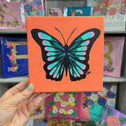 6" x 6" x 1.5" THICK Painting on wrapped canvas by Brandy Bell (Orange Butterfly)