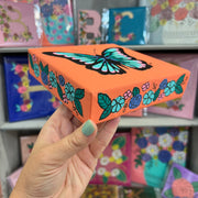 6" x 6" x 1.5" THICK Painting on wrapped canvas by Brandy Bell (Orange Butterfly)