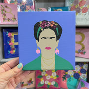 6" x 6" x 1.5" THICK Painting on wrapped canvas by Brandy Bell (Frida Kahlo)