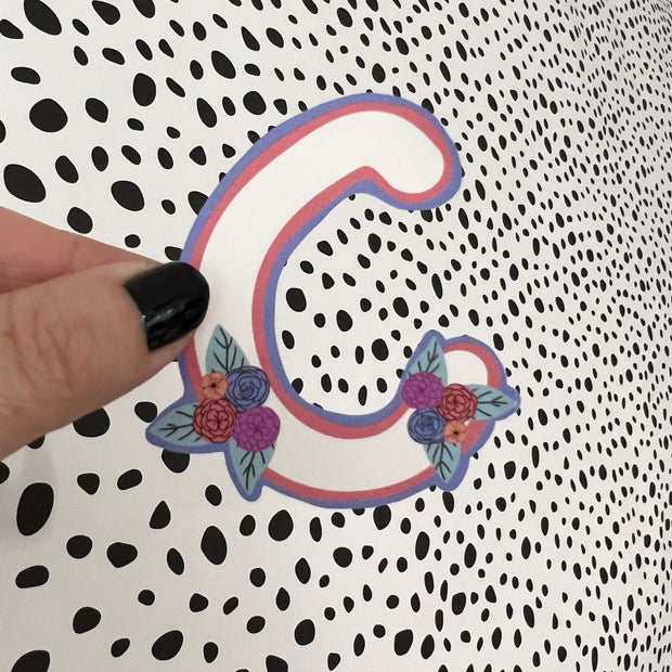 Pink C Sticker Waterproof Sticker | Original Artwork by Brandy Bell - Letter
