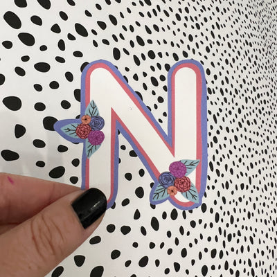 Waterproof Sticker |  Original Artwork by Brandy Bell - Letter "N"